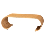 bali & pari Palm Waterfall Natural Rattan Coffee Table - Handwoven Wicker Centerpiece with Curved Silhouette for Boho, Coastal, or Tropical Living Room and Lounge Area Baxton Studio restaurant furniture, hotel furniture, commercial furniture, wholesale living room furniture, wholesale coffee table, classic coffee table